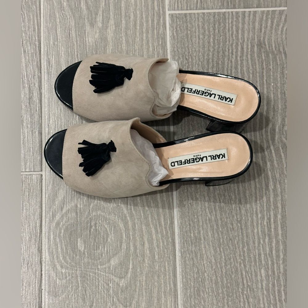 Karl Lagerfeld Women's Black and Tan Mules Very nice New